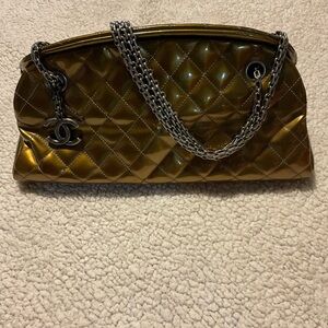Pre-Loved Chanel Metallic Patent Leather Mademoiselle Bowler Bag